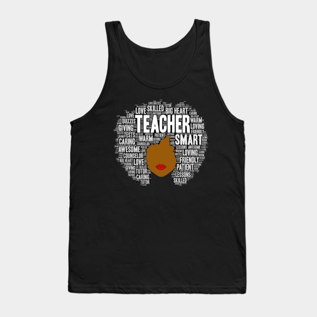 African American Teacher Words in Afro Tank Top by blackartmattersshop